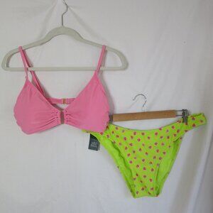 wild fable 2 Piece Bikini Pink Green Strawberries Size XL 16 NWT
